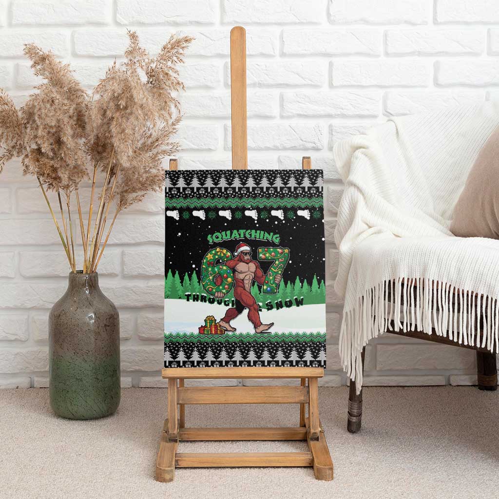 Funny Bigfoot 67 Six Seven Christmas Canvas Wall Art Squatching Through The Snow - Wonder Print Shop