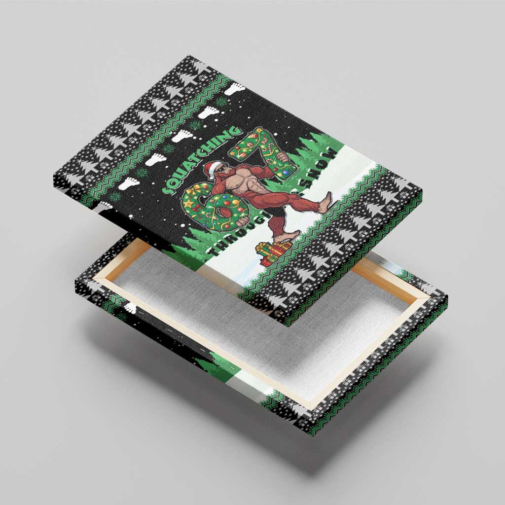 Funny Bigfoot 67 Six Seven Christmas Canvas Wall Art Squatching Through The Snow - Wonder Print Shop