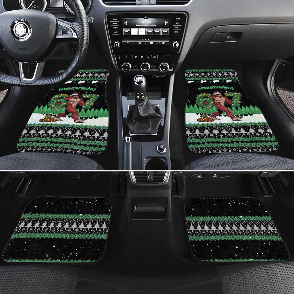 Funny Bigfoot 67 Six Seven Christmas Car Mats Squatching Through The Snow - Wonder Print Shop