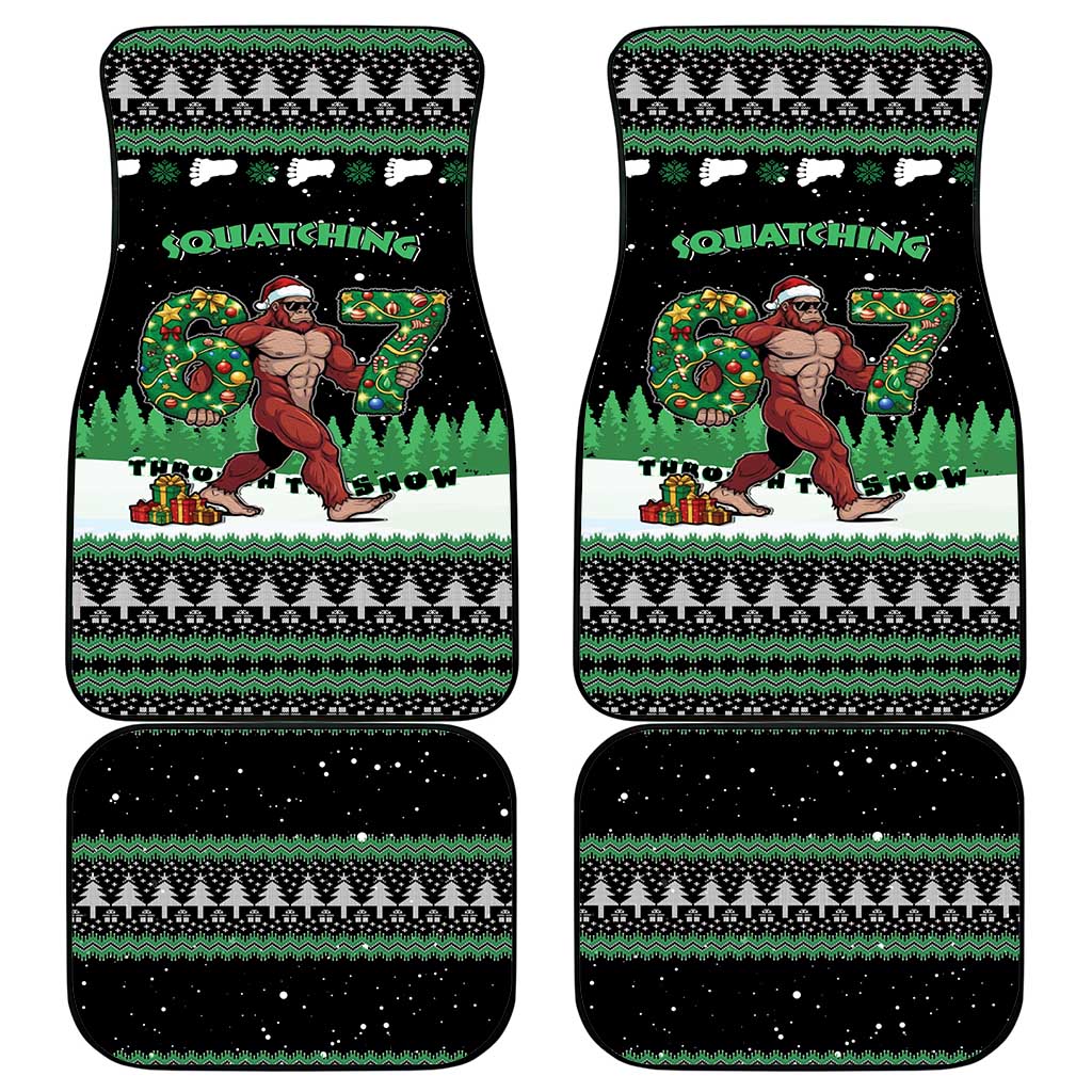 Funny Bigfoot 67 Six Seven Christmas Car Mats Squatching Through The Snow - Wonder Print Shop