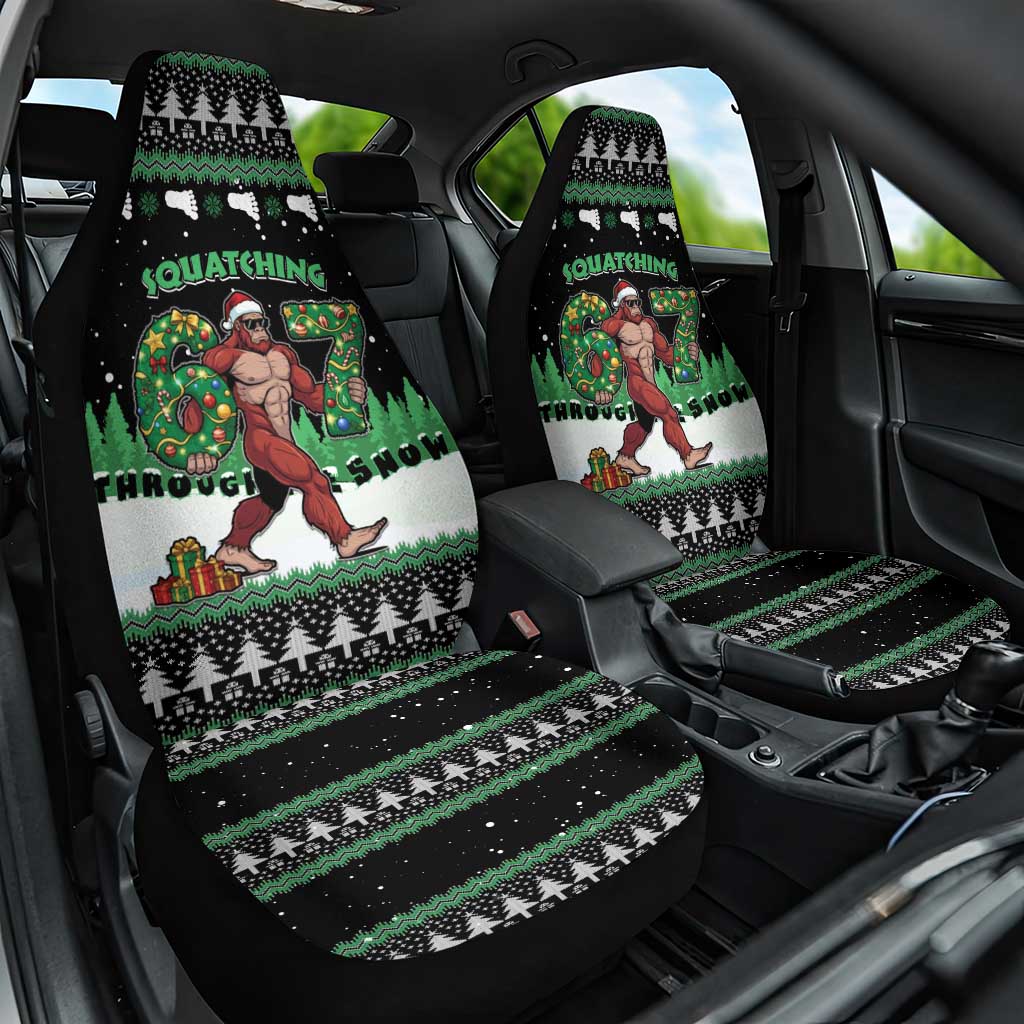 Funny Bigfoot 67 Six Seven Christmas Car Seat Cover Squatching Through The Snow - Wonder Print Shop