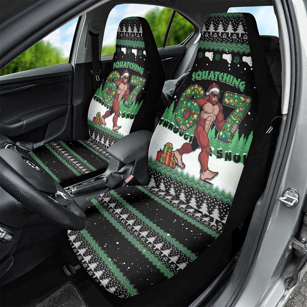 Funny Bigfoot 67 Six Seven Christmas Car Seat Cover Squatching Through The Snow - Wonder Print Shop
