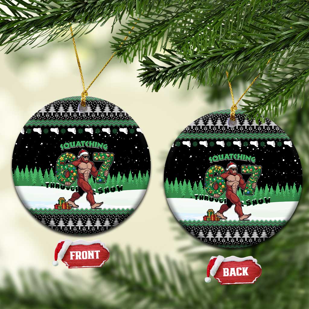 Funny Bigfoot 67 Six Seven Christmas Ceramic Ornament Squatching Through The Snow - Wonder Print Shop