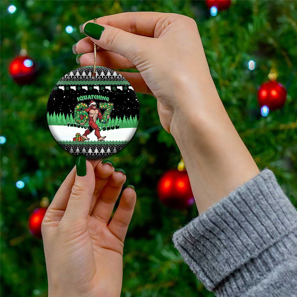Funny Bigfoot 67 Six Seven Christmas Ceramic Ornament Squatching Through The Snow - Wonder Print Shop
