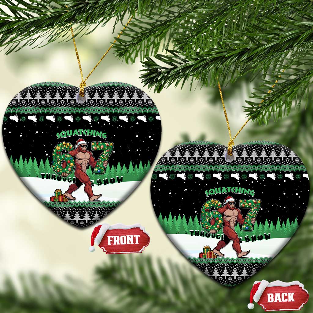 Funny Bigfoot 67 Six Seven Christmas Ceramic Ornament Squatching Through The Snow - Wonder Print Shop