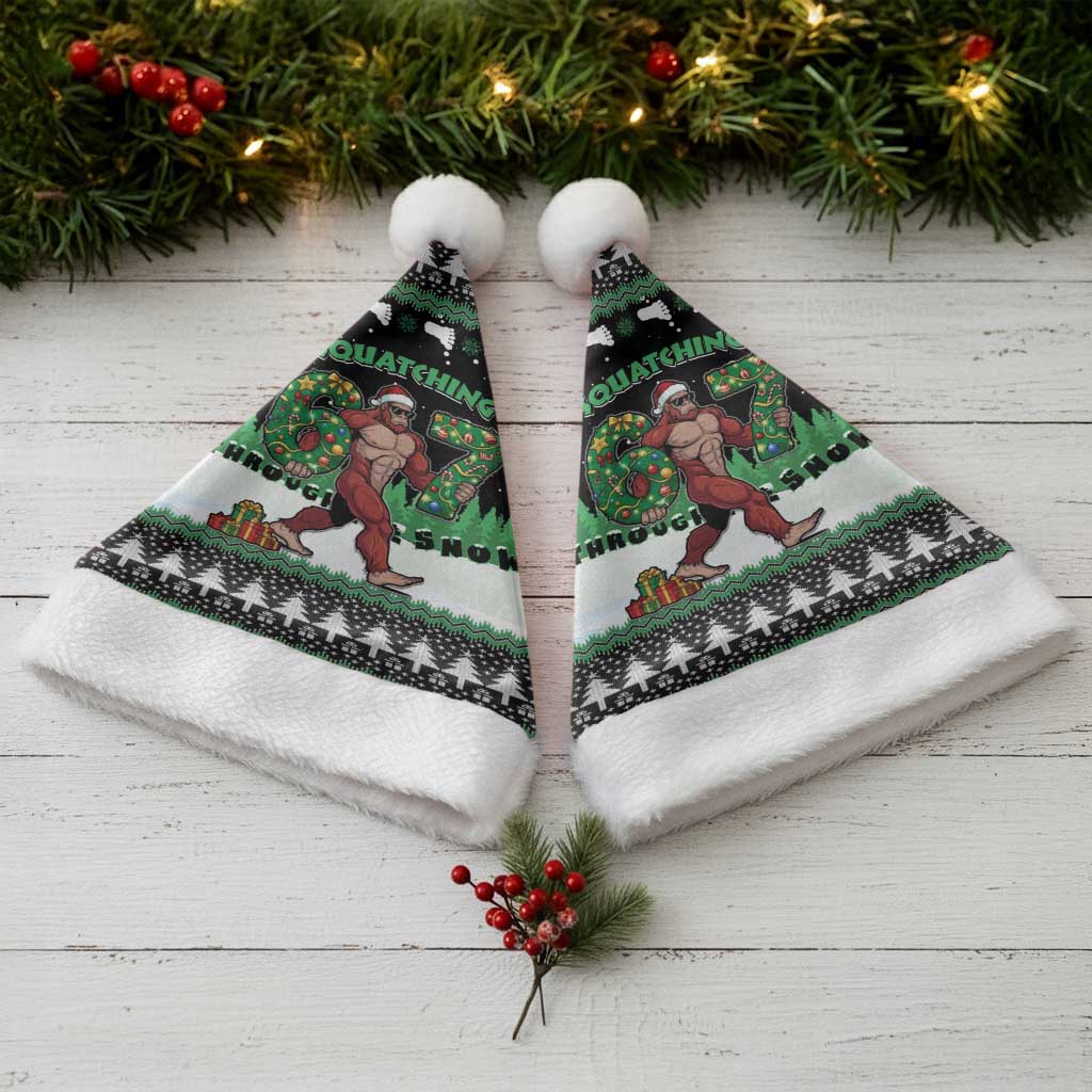 Funny Bigfoot 67 Six Seven Christmas Santa Hat Squatching Through The Snow - Wonder Print Shop