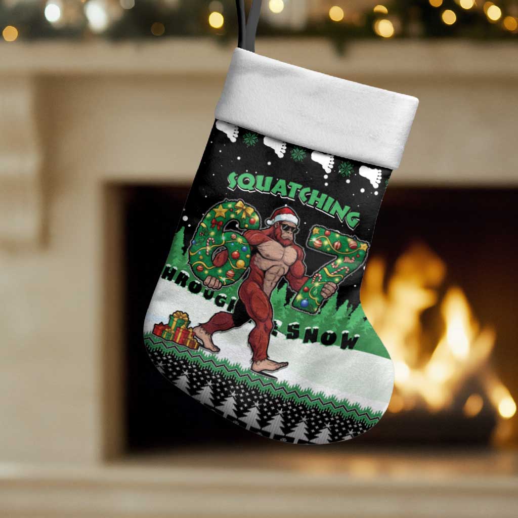 Funny Bigfoot 67 Six Seven Christmas Stocking Squatching Through The Snow - Wonder Print Shop