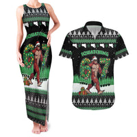 Funny Bigfoot 67 Six Seven Christmas Couples Matching Tank Maxi Dress and Hawaiian Shirt Squatching Through The Snow - Wonder Print Shop