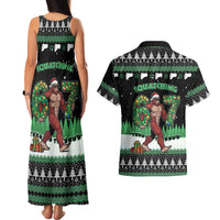 Funny Bigfoot 67 Six Seven Christmas Couples Matching Tank Maxi Dress and Hawaiian Shirt Squatching Through The Snow - Wonder Print Shop