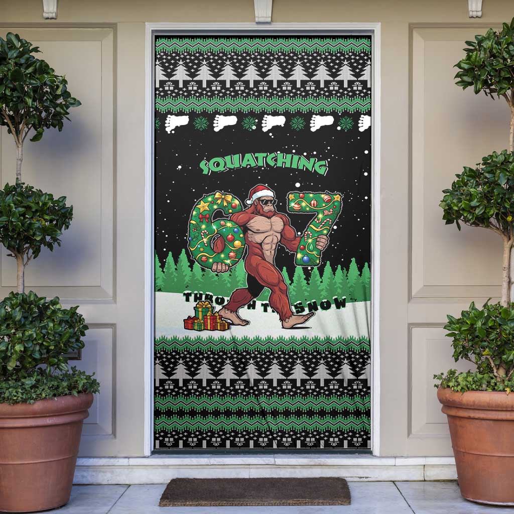 Funny Bigfoot 67 Six Seven Christmas Door Cover Squatching Through The Snow - Wonder Print Shop