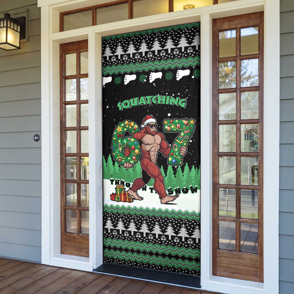 Funny Bigfoot 67 Six Seven Christmas Door Cover Squatching Through The Snow - Wonder Print Shop