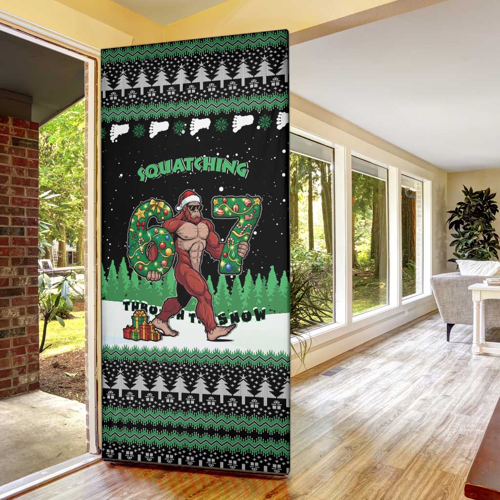 Funny Bigfoot 67 Six Seven Christmas Door Cover Squatching Through The Snow - Wonder Print Shop