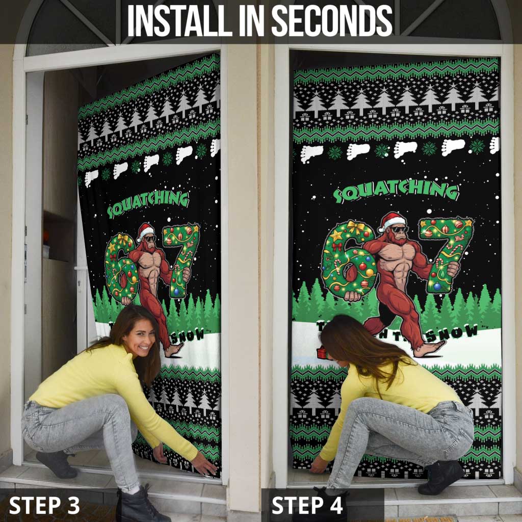 Funny Bigfoot 67 Six Seven Christmas Door Cover Squatching Through The Snow - Wonder Print Shop