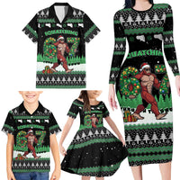 Funny Bigfoot 67 Six Seven Christmas Family Matching Long Sleeve Bodycon Dress and Hawaiian Shirt Squatching Through The Snow - Wonder Print Shop