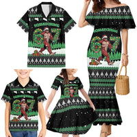 Funny Bigfoot 67 Six Seven Christmas Family Matching Mermaid Dress and Hawaiian Shirt Squatching Through The Snow - Wonder Print Shop