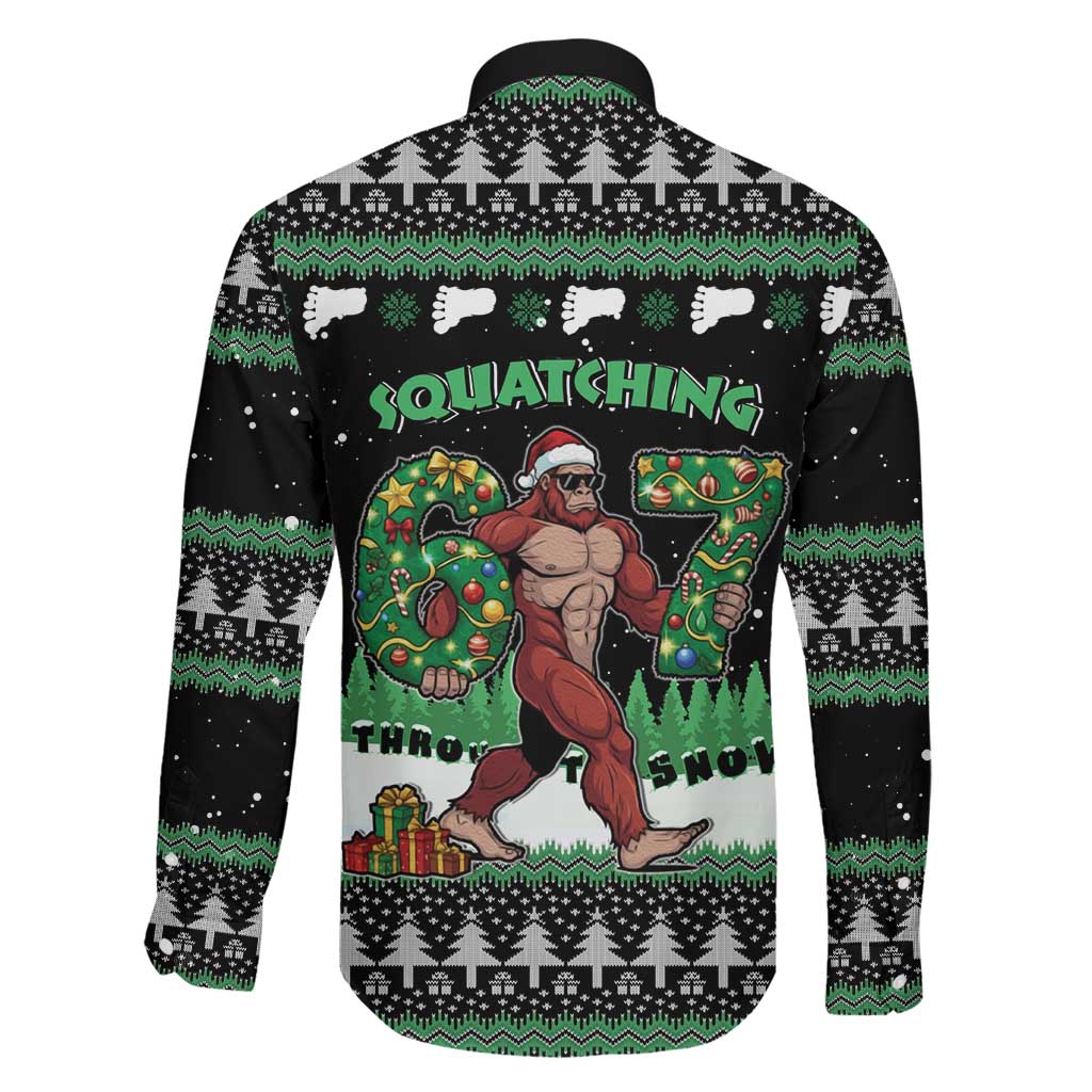 Funny Bigfoot 67 Six Seven Christmas Family Matching Mermaid Dress and Hawaiian Shirt Squatching Through The Snow - Wonder Print Shop