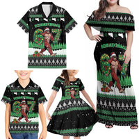 Funny Bigfoot 67 Six Seven Christmas Family Matching Off Shoulder Maxi Dress and Hawaiian Shirt Squatching Through The Snow - Wonder Print Shop