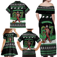 Funny Bigfoot 67 Six Seven Christmas Family Matching Off Shoulder Maxi Dress and Hawaiian Shirt Squatching Through The Snow - Wonder Print Shop