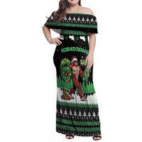 Funny Bigfoot 67 Six Seven Christmas Family Matching Off Shoulder Maxi Dress and Hawaiian Shirt Squatching Through The Snow - Wonder Print Shop