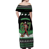 Funny Bigfoot 67 Six Seven Christmas Family Matching Off Shoulder Maxi Dress and Hawaiian Shirt Squatching Through The Snow - Wonder Print Shop