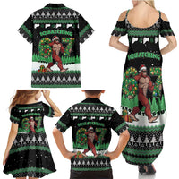 Funny Bigfoot 67 Six Seven Christmas Family Matching Summer Maxi Dress and Hawaiian Shirt Squatching Through The Snow - Wonder Print Shop
