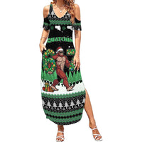 Funny Bigfoot 67 Six Seven Christmas Family Matching Summer Maxi Dress and Hawaiian Shirt Squatching Through The Snow - Wonder Print Shop