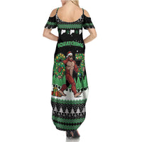 Funny Bigfoot 67 Six Seven Christmas Family Matching Summer Maxi Dress and Hawaiian Shirt Squatching Through The Snow - Wonder Print Shop