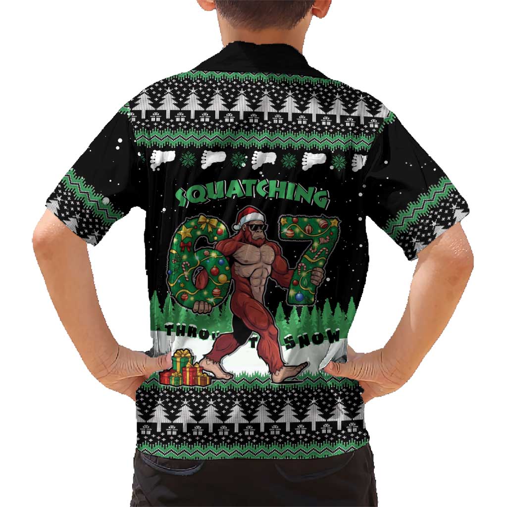 Funny Bigfoot 67 Six Seven Christmas Family Matching Tank Maxi Dress and Hawaiian Shirt Squatching Through The Snow - Wonder Print Shop