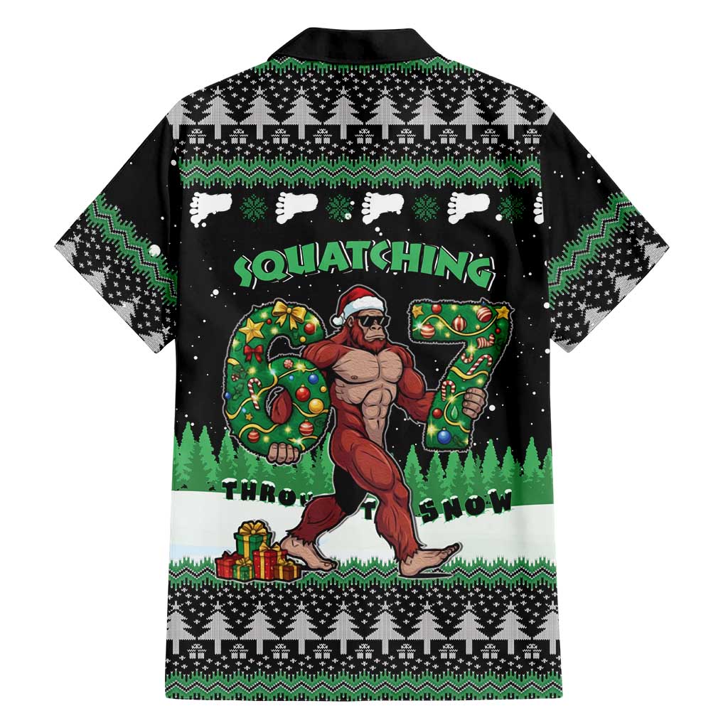 Funny Bigfoot 67 Six Seven Christmas Family Matching Tank Maxi Dress and Hawaiian Shirt Squatching Through The Snow - Wonder Print Shop