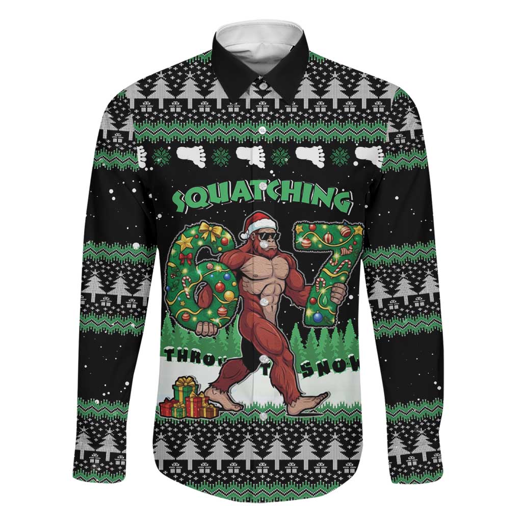 Funny Bigfoot 67 Six Seven Christmas Family Matching Tank Maxi Dress and Hawaiian Shirt Squatching Through The Snow - Wonder Print Shop