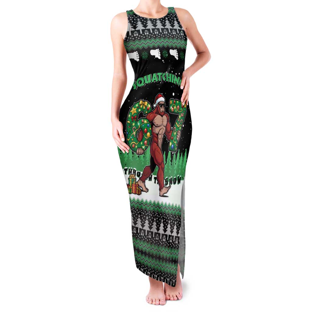 Funny Bigfoot 67 Six Seven Christmas Family Matching Tank Maxi Dress and Hawaiian Shirt Squatching Through The Snow - Wonder Print Shop