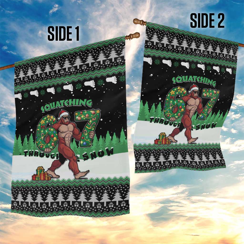 Funny Bigfoot 67 Six Seven Christmas Garden Flag Squatching Through The Snow - Wonder Print Shop