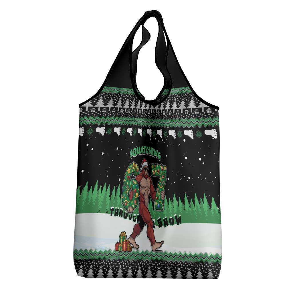 Funny Bigfoot 67 Six Seven Christmas Grocery Bag Squatching Through The Snow - Wonder Print Shop