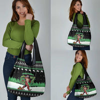 Funny Bigfoot 67 Six Seven Christmas Grocery Bag Squatching Through The Snow - Wonder Print Shop