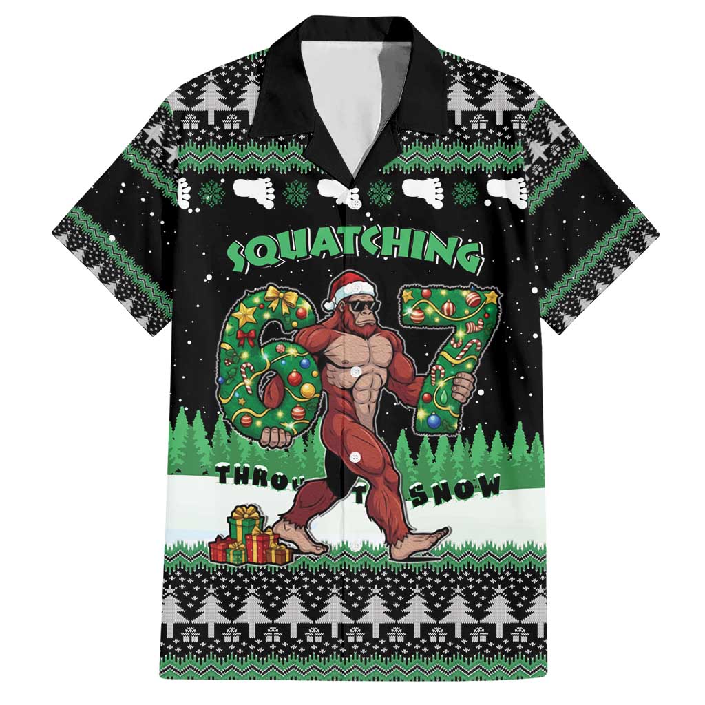 Funny Bigfoot 67 Six Seven Christmas Hawaiian Shirt Squatching Through The Snow - Wonder Print Shop