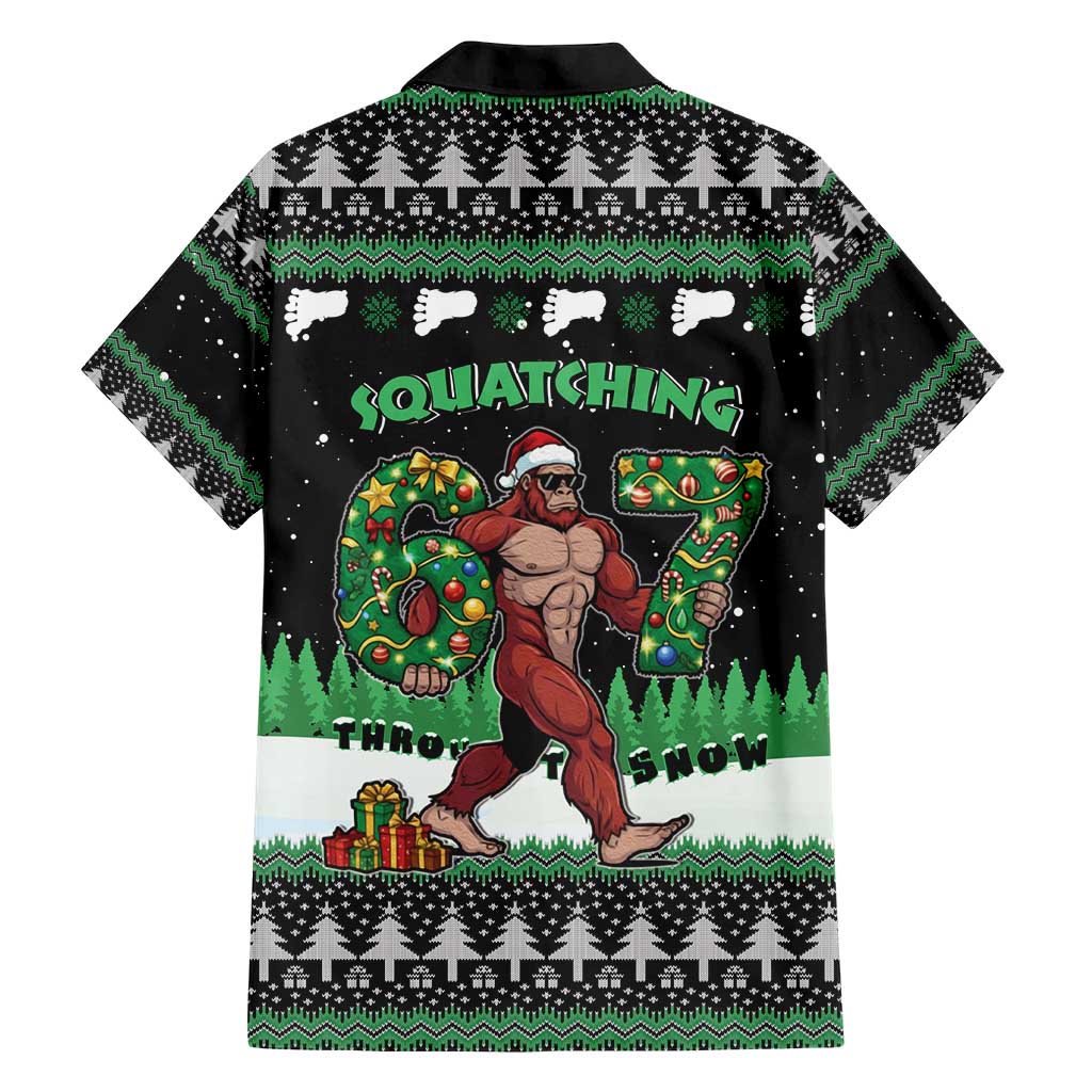 Funny Bigfoot 67 Six Seven Christmas Hawaiian Shirt Squatching Through The Snow - Wonder Print Shop