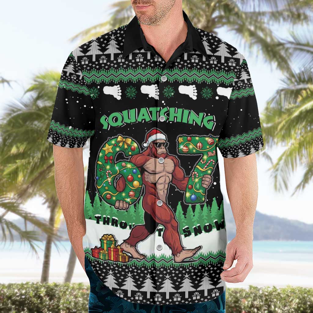 Funny Bigfoot 67 Six Seven Christmas Hawaiian Shirt Squatching Through The Snow - Wonder Print Shop
