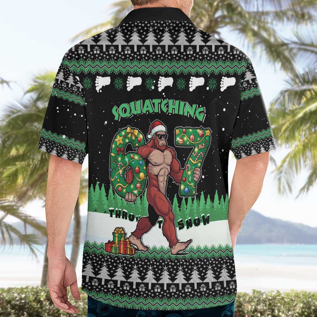Funny Bigfoot 67 Six Seven Christmas Hawaiian Shirt Squatching Through The Snow - Wonder Print Shop