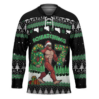 Funny Bigfoot 67 Six Seven Christmas Hockey Jersey Squatching Through The Snow - Wonder Print Shop
