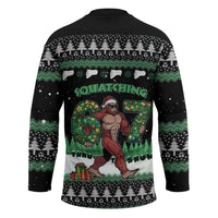 Funny Bigfoot 67 Six Seven Christmas Hockey Jersey Squatching Through The Snow - Wonder Print Shop