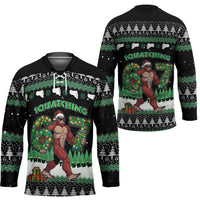 Funny Bigfoot 67 Six Seven Christmas Hockey Jersey Squatching Through The Snow - Wonder Print Shop