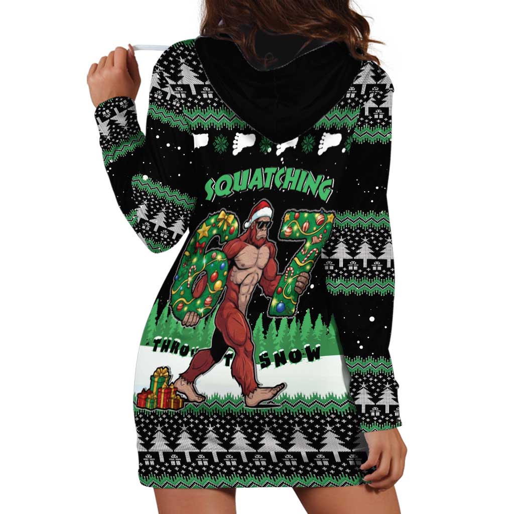 Funny Bigfoot 67 Six Seven Christmas Hoodie Dress Squatching Through The Snow - Wonder Print Shop