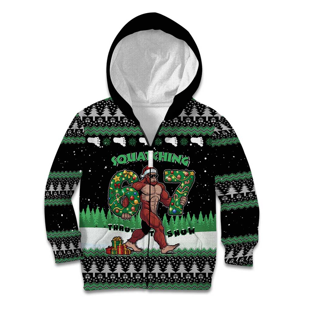 Funny Bigfoot 67 Six Seven Christmas Kid Hoodie Squatching Through The Snow - Wonder Print Shop