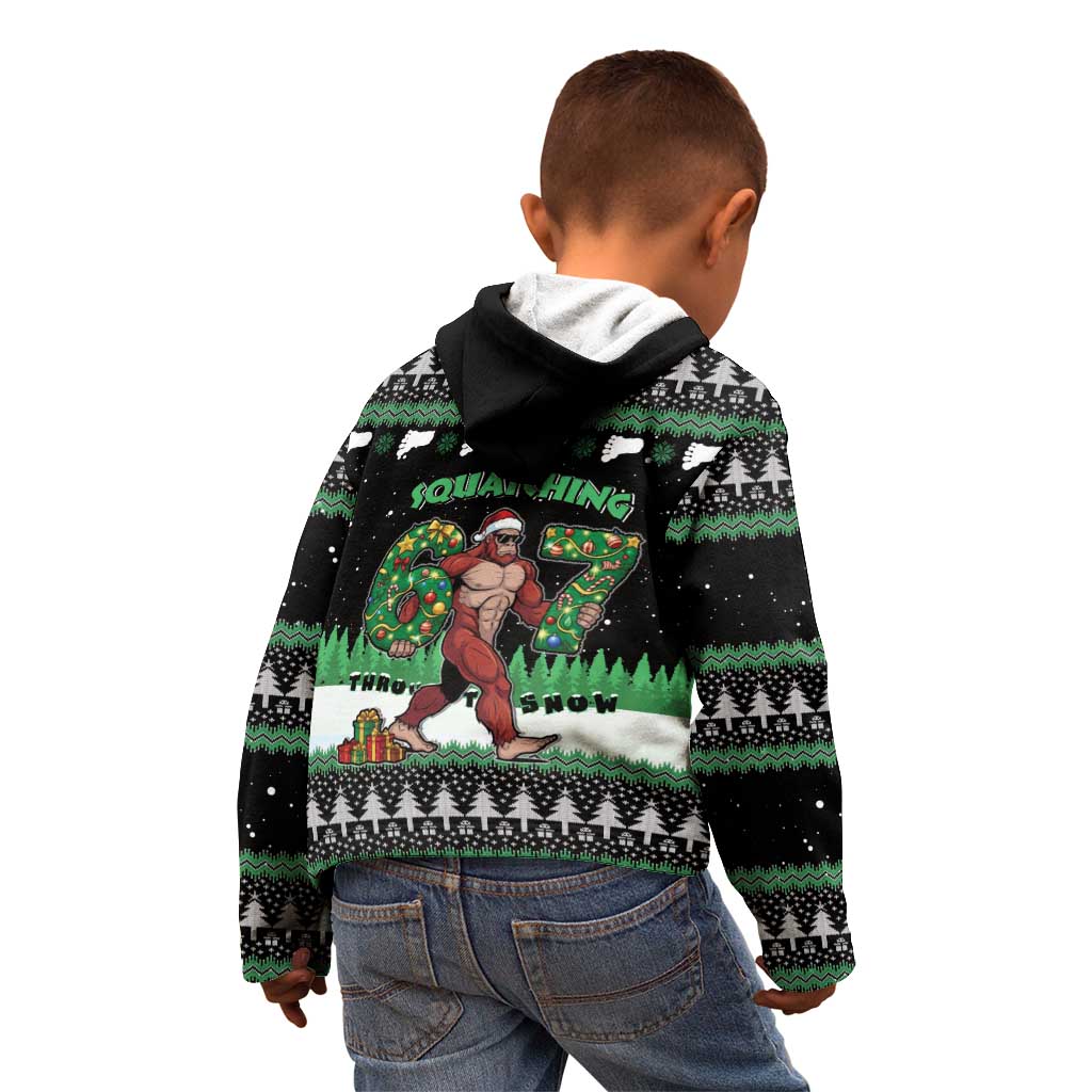 Funny Bigfoot 67 Six Seven Christmas Kid Hoodie Squatching Through The Snow - Wonder Print Shop