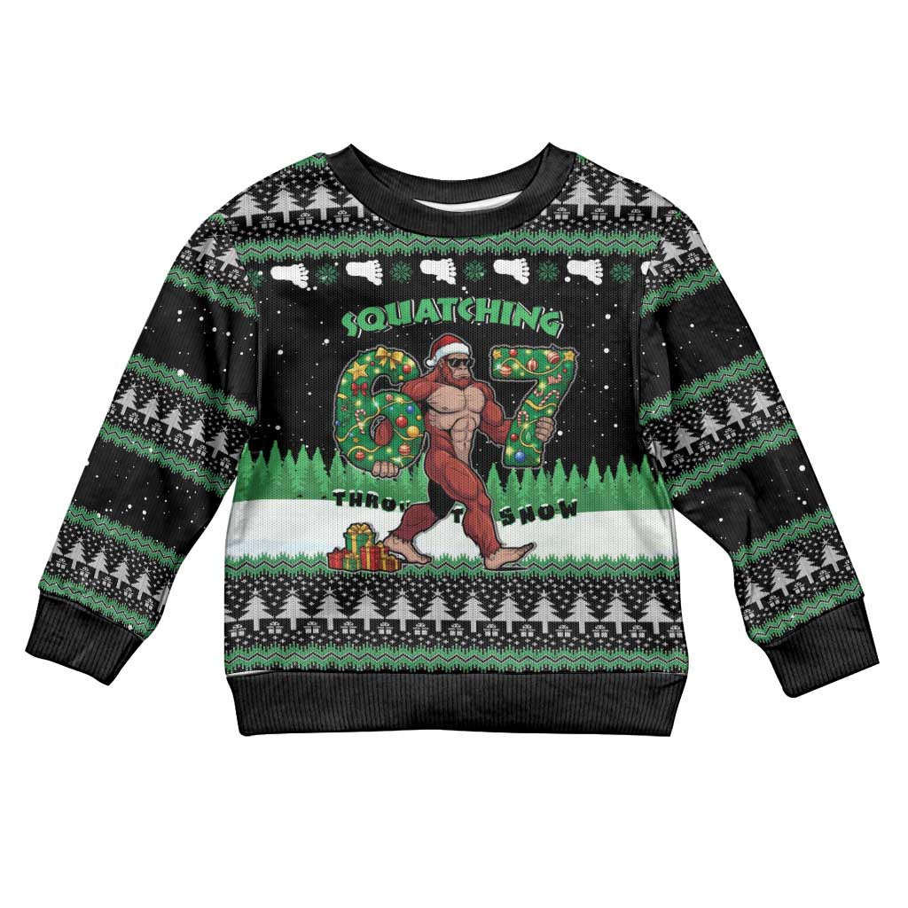 Funny Bigfoot 67 Six Seven Christmas Kid Ugly Christmas Sweater Squatching Through The Snow - Wonder Print Shop