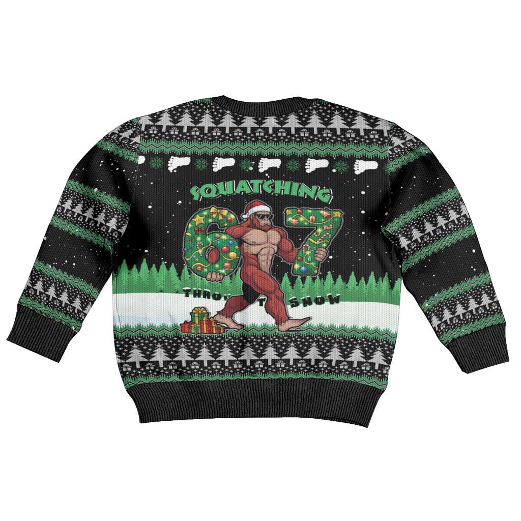 Funny Bigfoot 67 Six Seven Christmas Kid Ugly Christmas Sweater Squatching Through The Snow - Wonder Print Shop