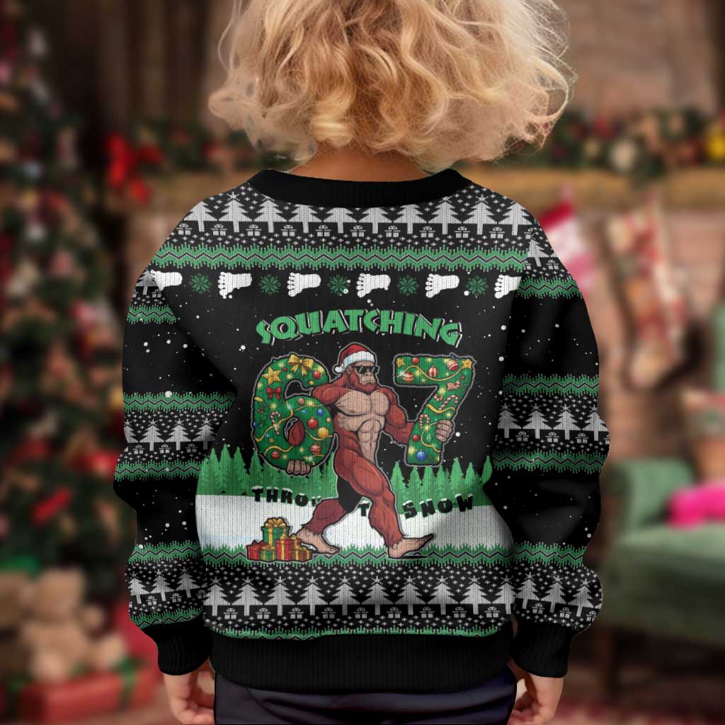 Funny Bigfoot 67 Six Seven Christmas Kid Ugly Christmas Sweater Squatching Through The Snow - Wonder Print Shop