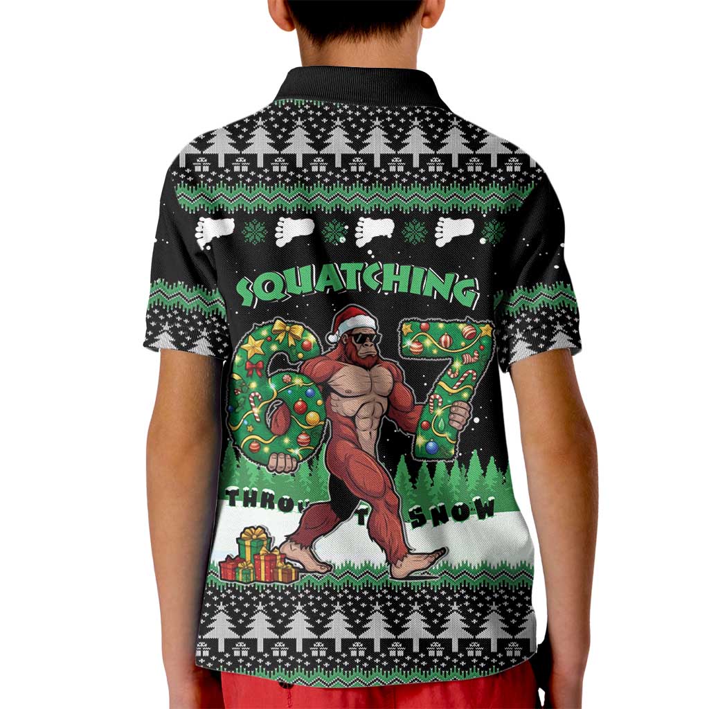 Funny Bigfoot 67 Six Seven Christmas Kid Polo Shirt Squatching Through The Snow - Wonder Print Shop