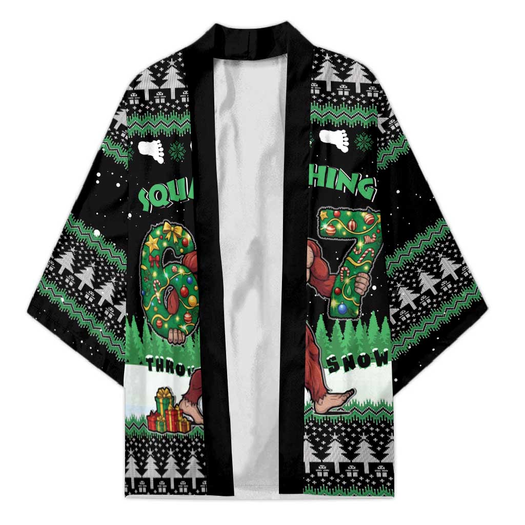 Funny Bigfoot 67 Six Seven Christmas Kimono Squatching Through The Snow - Wonder Print Shop