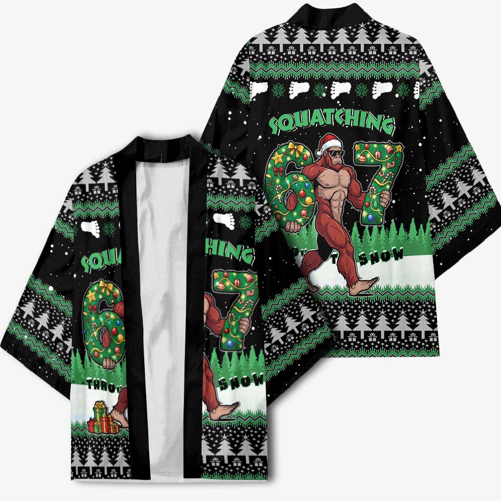 Funny Bigfoot 67 Six Seven Christmas Kimono Squatching Through The Snow - Wonder Print Shop